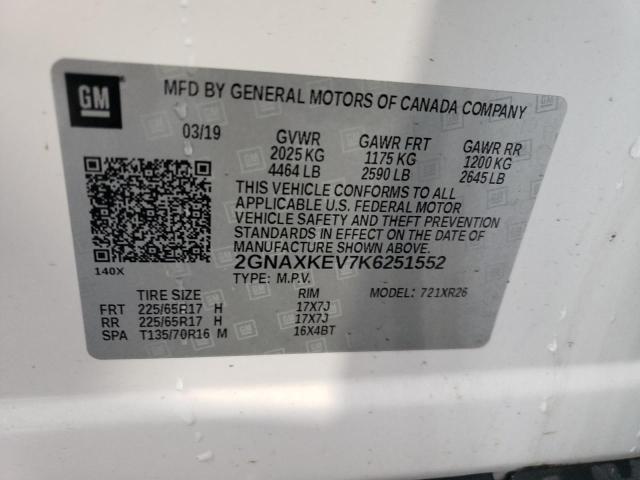 Photo 14 from auction – 2019 CHEVROLET EQUINOX LT with VIN 2GNAXKEV7K6251552