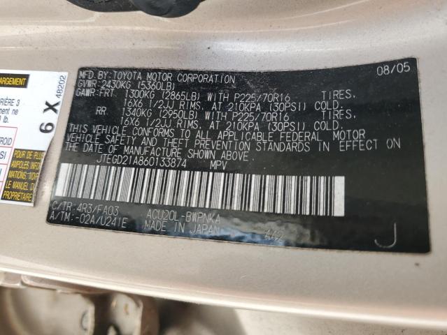 Photo 14 from auction – 2006 TOYOTA HIGHLANDER with VIN JTEGD21A860133874