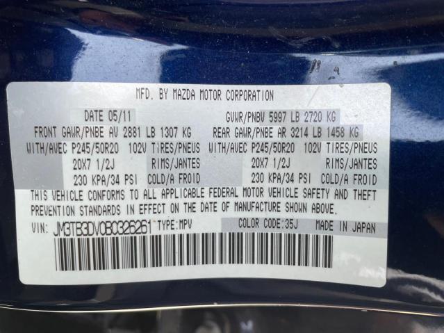 Photo 10 from auction – 2011 MAZDA CX-9 with VIN JM3TB3DV0B0326261