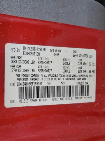 Photo 14 from auction – 2006 DODGE DURANGO SL with VIN 1D4HB48N96F150301