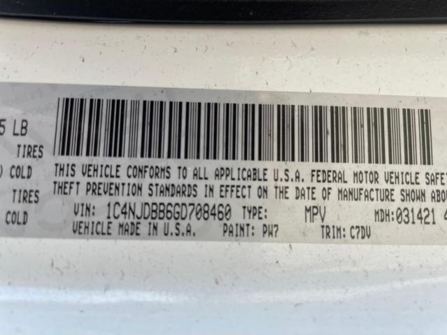 Photo 10 from auction – 2016 JEEP COMPASS SP with VIN 1C4NJDBB6GD708460