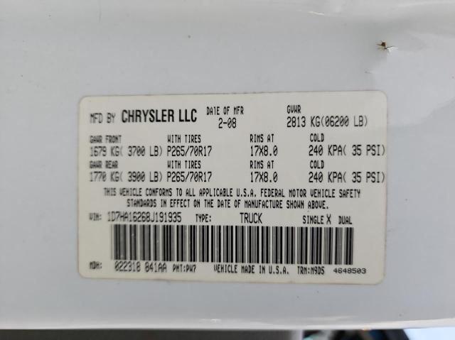 Photo 10 from auction – 2008 DODGE RAM 1500 S with VIN 1D7HA16268J191935