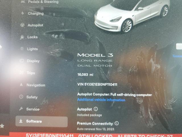Photo 9 from auction – 2022 TESLA MODEL 3 with VIN 5YJ3E1EB0NF110411