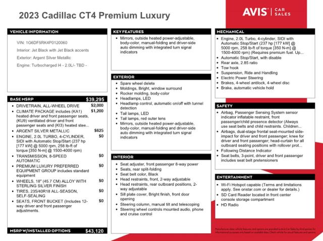Photo 12 from auction – 2023 CADILLAC CT4 PREMIU with VIN 1G6DF5RK4P0120060