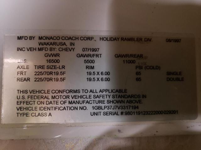 Photo 10 from auction – 1998 RAM RAM CHASSI with VIN 1GBLP37J7V3317194