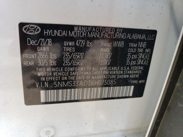 Photo 14 from auction – 2019 HYUNDAI SANTA FE S with VIN 5NMS33AD3KH075085