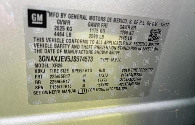 Photo 10 from auction – 2018 CHEVROLET EQUINOX LT with VIN 3GNAXJEV5JS574573