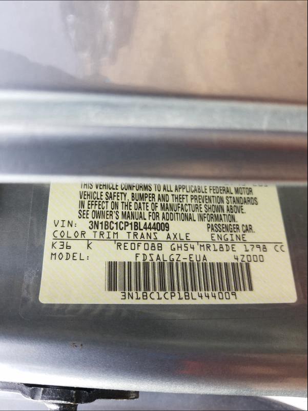 Photo 10 from auction – 2011 NISSAN VERSA S with VIN 3N1BC1CP1BL444009
