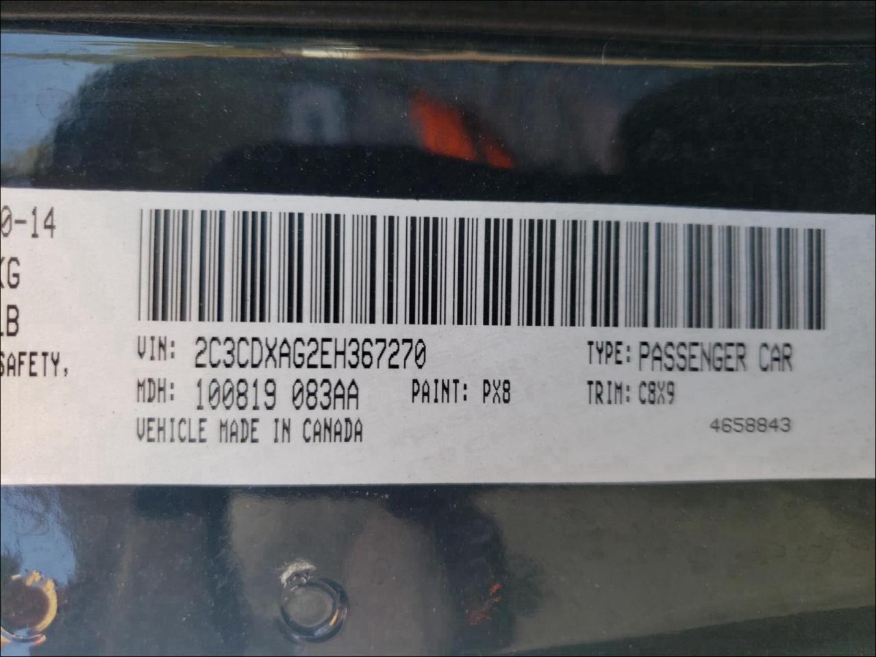 Photo 10 from auction – 2014 DODGE CHARGER PO with VIN 2C3CDXAG2EH367270