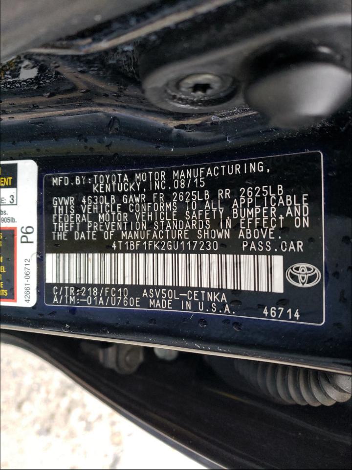 Photo 10 from auction – 2016 TOYOTA CAMRY LE with VIN 4T1BF1FK2GU117230