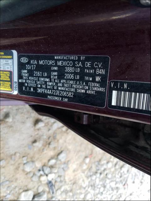 Photo 10 from auction – 2018 KIA FORTE with VIN 3KPFK4A72JE206582