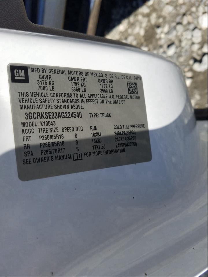 Photo 10 from auction – 2010 CHEVROLET SILVERADO with VIN 3GCRKSE33AG224540