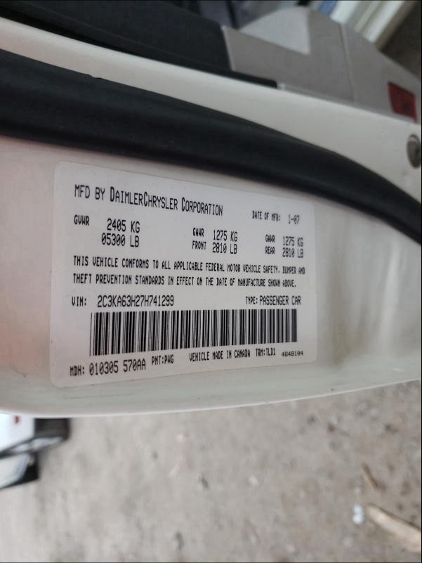 Photo 10 from auction – 2007 CHRYSLER 300C with VIN 2C3KA63H27H741299