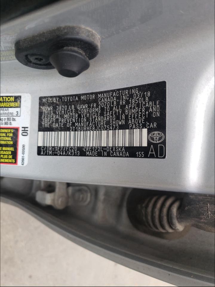 Photo 10 from auction – 2018 TOYOTA COROLLA L with VIN 2T1BURHE8JC075473