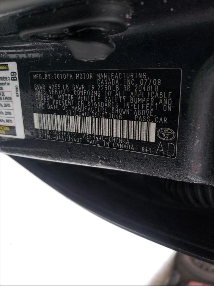 Photo 10 from auction – 2009 TOYOTA COROLLA MA with VIN 2T1LE40E09C010046