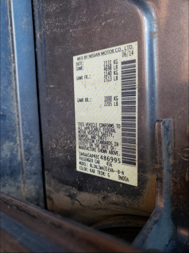 Photo 10 from auction – 2014 NISSAN MAXIMA S with VIN 1N4AA5AP4EC486995