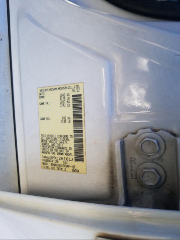 Photo 10 from auction – 2012 NISSAN ALTIMA BAS with VIN 1N4AL2AP2CC261612