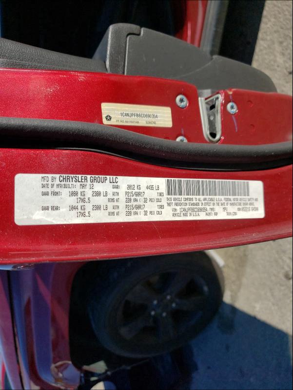 Photo 10 from auction – 2012 JEEP PATRIOT LA with VIN 1C4NJPFB6CD690354