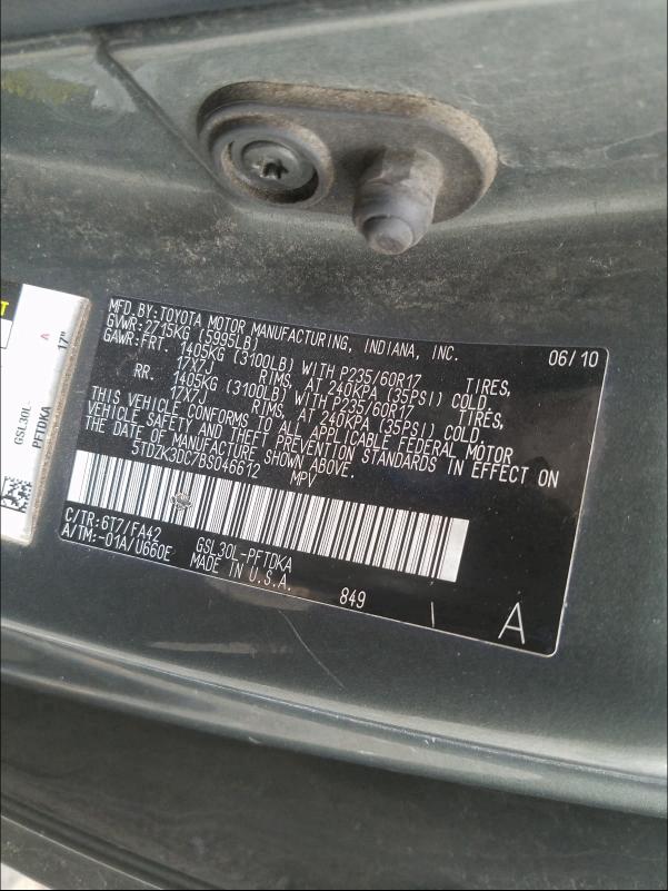 Photo 10 from auction – 2011 TOYOTA SIENNA with VIN 5TDZK3DC7BS046612