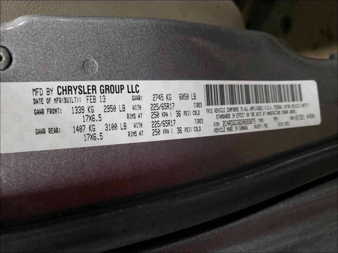 Photo 10 from auction – 2013 DODGE GRAND CARA with VIN 2C4RDGCG6DR693875