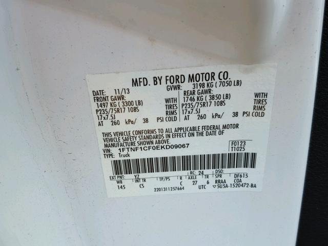 Photo 10 from auction – 2014 FORD F150 with VIN 1FTNF1CF0EKD09067
