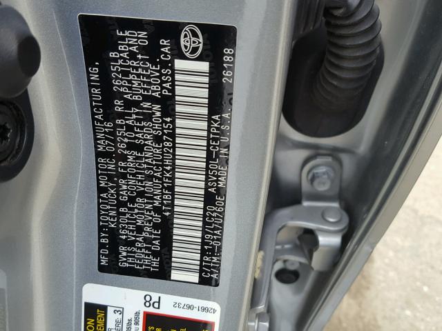 Photo 10 from auction – 2017 TOYOTA CAMRY LE with VIN 4T1BF1FK4HU287154