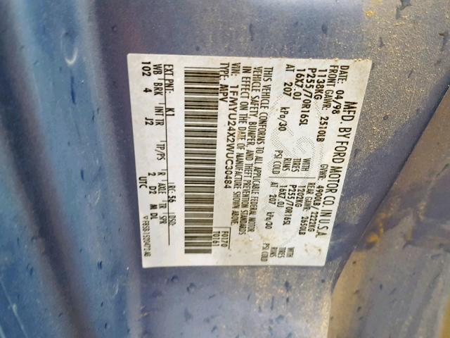 Photo 10 from auction – 1998 FORD EXPLORER with VIN 1FMYU24X2WUC30484