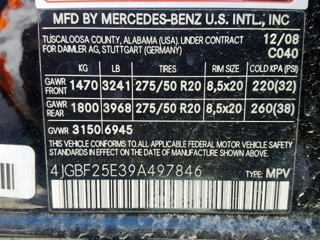 Photo 10 from auction – 2009 MERCEDES-BENZ GL with VIN 4JGBF25E39A497846