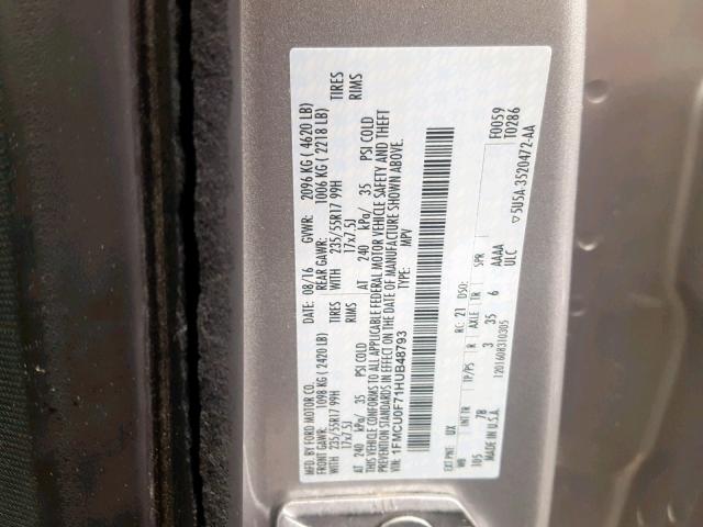 Photo 10 from auction – 2017 FORD ESCAPE S with VIN 1FMCU0F71HUB48793