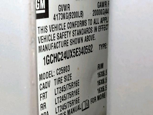 Photo 10 from auction – 2005 CHEVROLET SILVERADO with VIN 1GCHC24UX5E340592