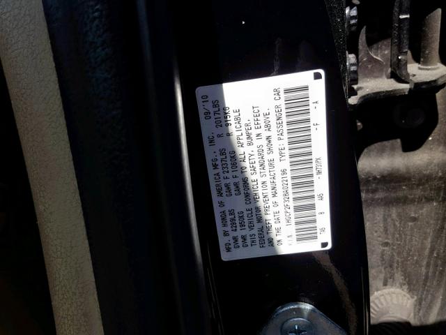 Photo 10 from auction – 2011 HONDA ACCORD LX with VIN 1HGCP2F32BA022196