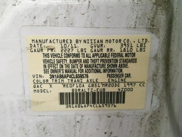 Photo 10 from auction – 2012 NISSAN SENTRA 2.0 with VIN 3N1AB6AP4CL659576