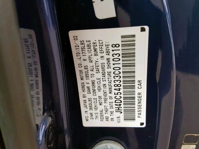 Photo 10 from auction – 2003 ACURA RSX with VIN JH4DC54833C010318