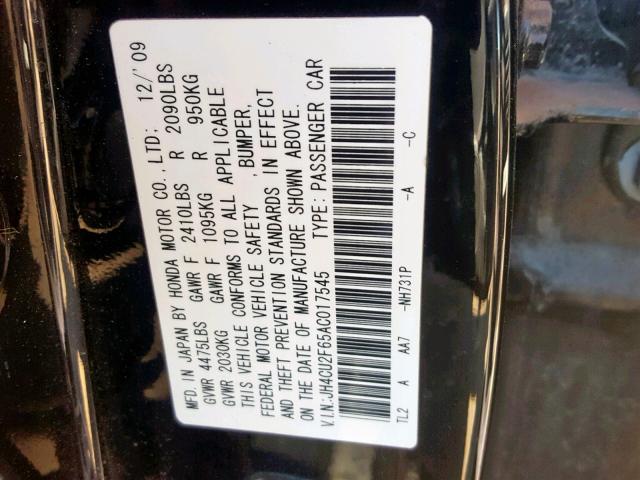Photo 10 from auction – 2010 ACURA TSX with VIN JH4CU2F65AC017545