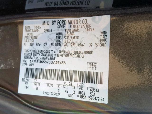 Photo 10 from auction – 2006 FORD EXPLORER L with VIN 1FMEU65876UA55456