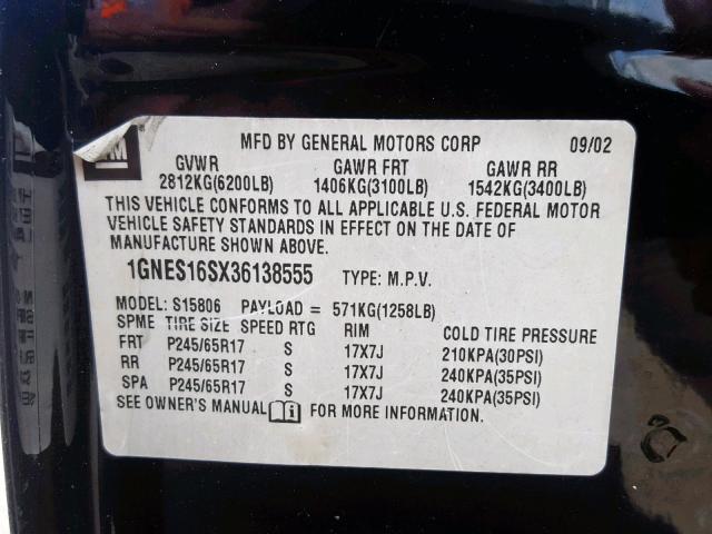 Photo 10 from auction – 2003 CHEVROLET TRAILBLAZE with VIN 1GNES16SX36138555
