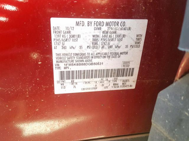 Photo 10 from auction – 2013 FORD EXPLORER with VIN 1FM5K8B88DGB50531