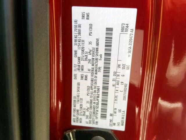 Photo 10 from auction – 2018 FORD F150 SUPER with VIN 1FTFX1E50JFB21061
