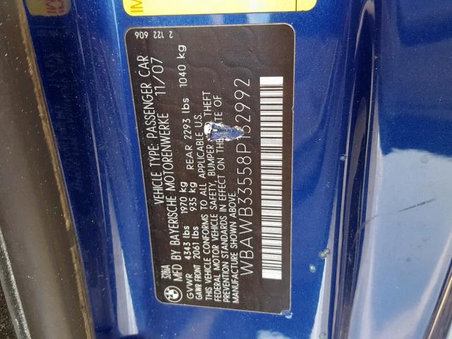 Photo 10 from auction – 2008 BMW 328 I with VIN WBAWB33558P132992