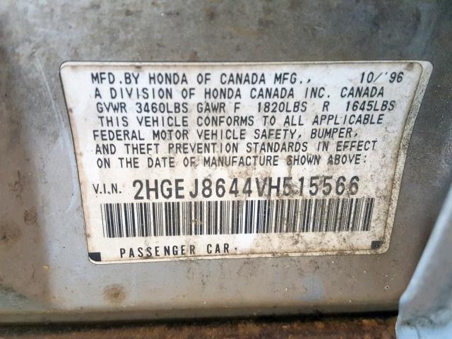 Photo 10 from auction – 1997 HONDA CIVIC EX with VIN 2HGEJ8644VH515566