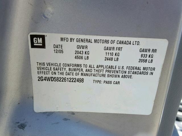 Photo 10 from auction – 2006 BUICK LACROSSE C with VIN 2G4WD582261222498