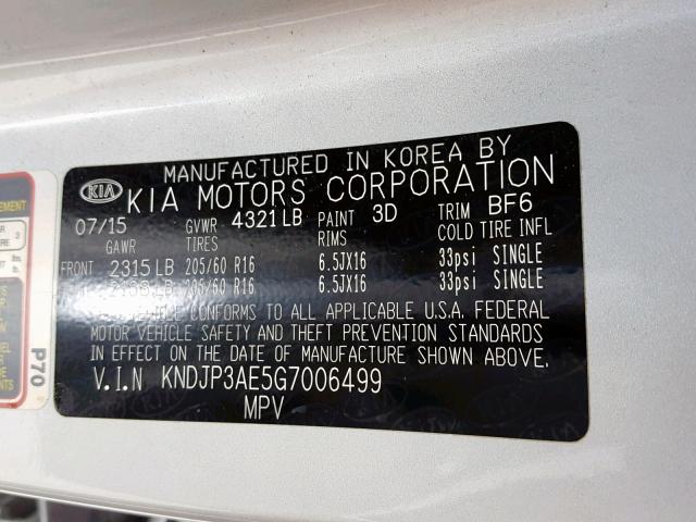Photo 10 from auction – 2016 KIA SOUL EV with VIN KNDJP3AE5G7006499