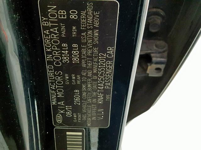Photo 10 from auction – 2012 KIA FORTE LX with VIN KNAFT4A25C5512012