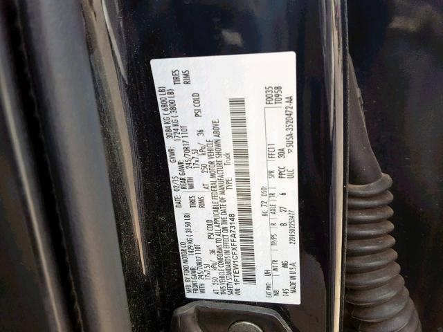 Photo 10 from auction – 2015 FORD F150 SUPER with VIN 1FTEW1CFXFFA73148
