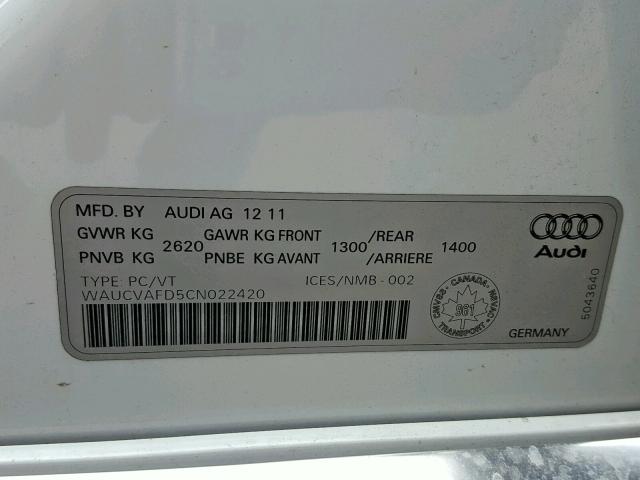 Photo 10 from auction – 2012 AUDI A8 QUATTRO with VIN WAUCVAFD5CN022420