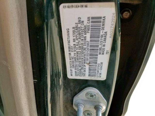Photo 10 from auction – 2001 TOYOTA COROLLA CE with VIN 2T1BR12E21C476657
