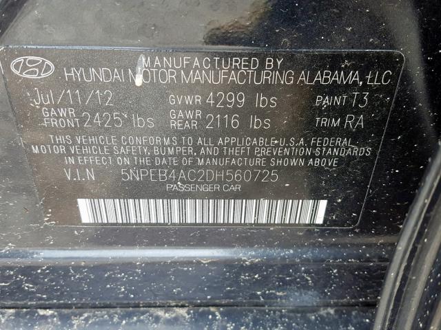 Photo 10 from auction – 2013 HYUNDAI SONATA GLS with VIN 5NPEB4AC2DH560725