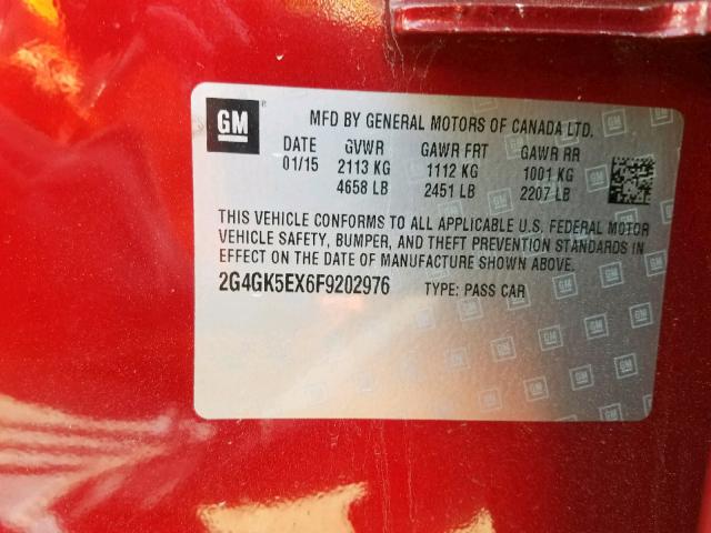 Photo 10 from auction – 2015 BUICK REGAL with VIN 2G4GK5EX6F9202976