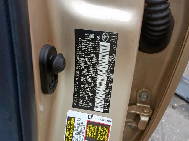 Фото 10 с аукциона – 2013 TOYOTA COROLLA BA с VIN 2T1BU4EE7DC992495
