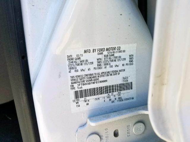 Photo 10 from auction – 2015 FORD F350 SUPER with VIN 1FT8W3BT8FEC80689